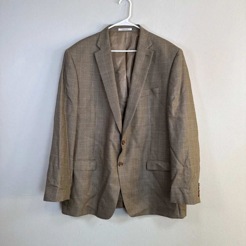 Lauren Ralph Lauren Blazer 48L‎ Plaid Patch Brown Sport Coat Suit Jacket